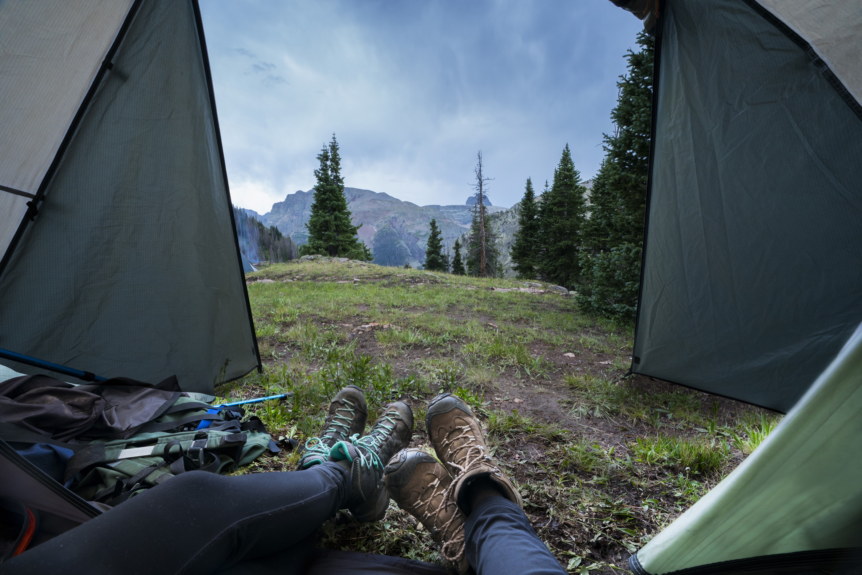 View from the inside of a tent