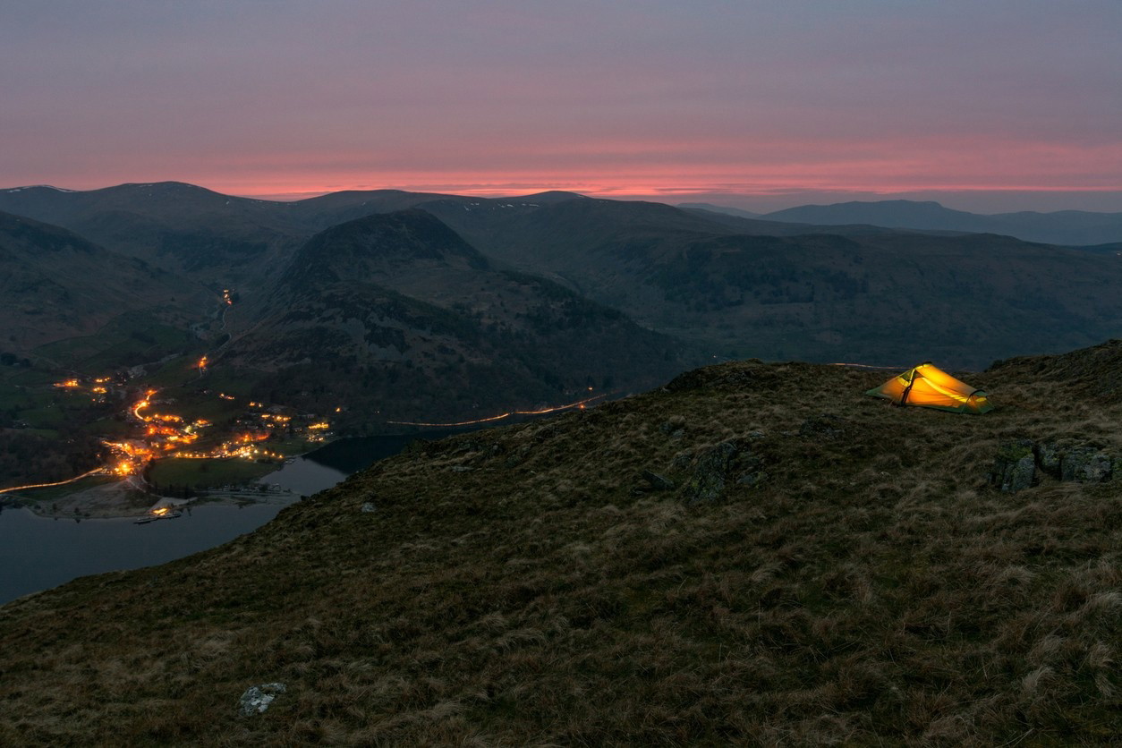 Wild camping at night
