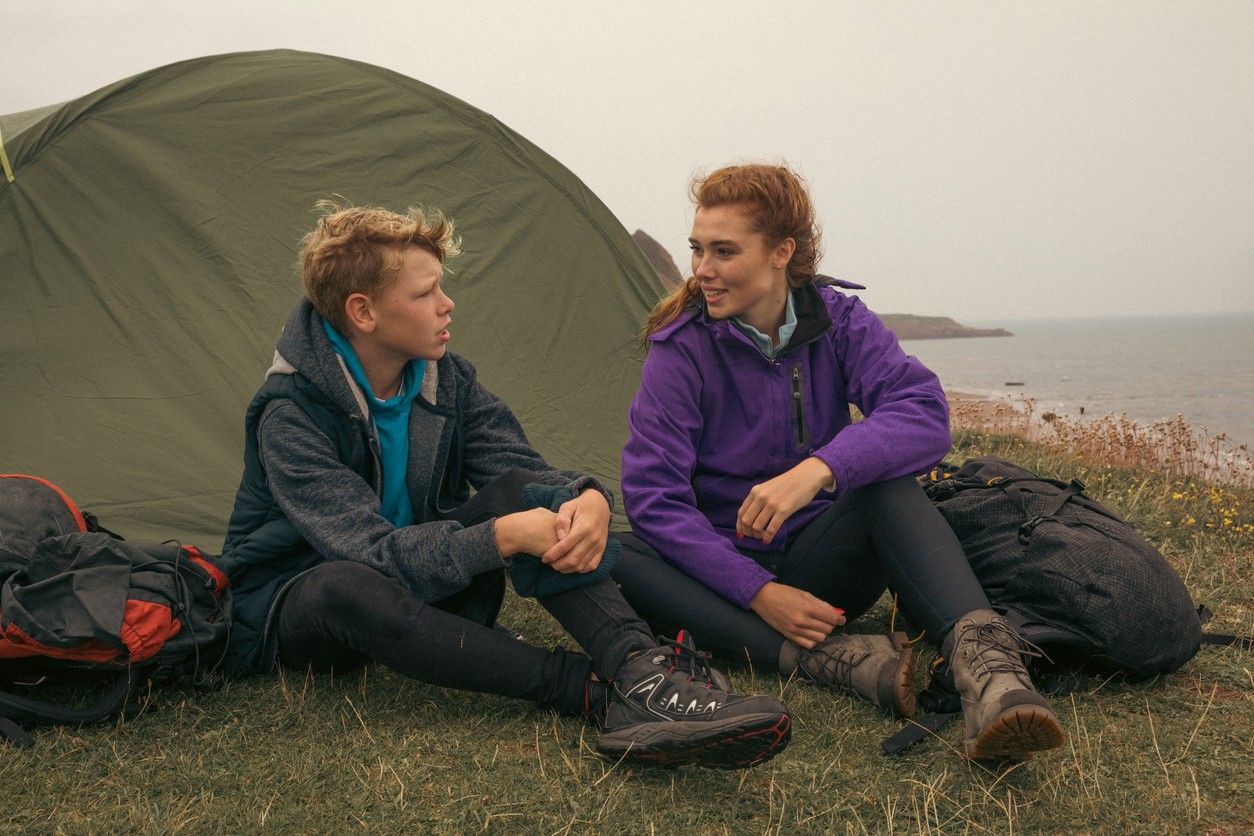 Climber wearing Rab gear