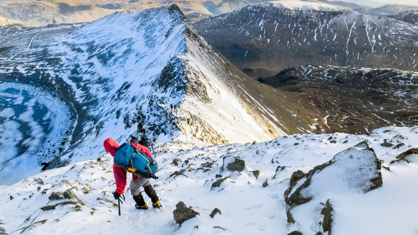 A person mountaineering in the snow